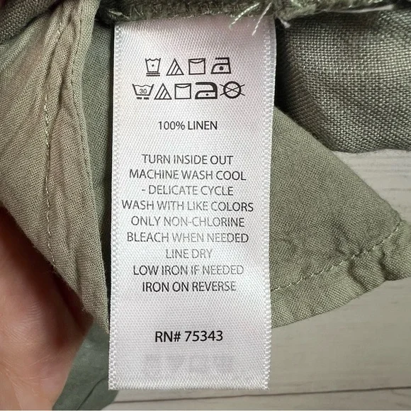 Sigrid Olsen Green Short Sleeve V-Neck Tunic Blouse Linen Lagenlook Size S - Picture 10 of 12